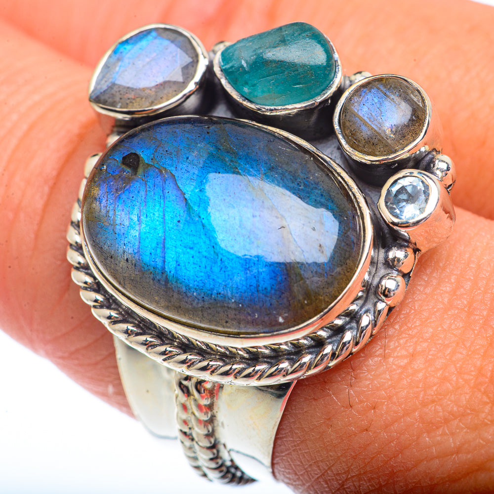 Labradorite, Apatite Rings handcrafted by Ana Silver Co - RING73754
