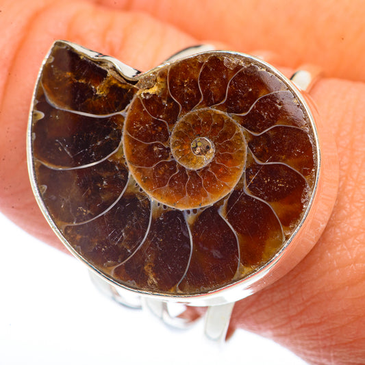 Ammonite Fossil Rings handcrafted by Ana Silver Co - RING73764