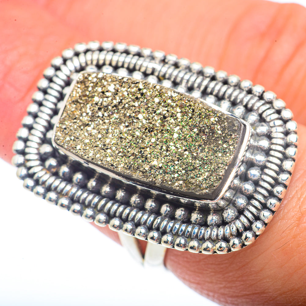 Spectro Pyrite Druzy Rings handcrafted by Ana Silver Co - RING73770