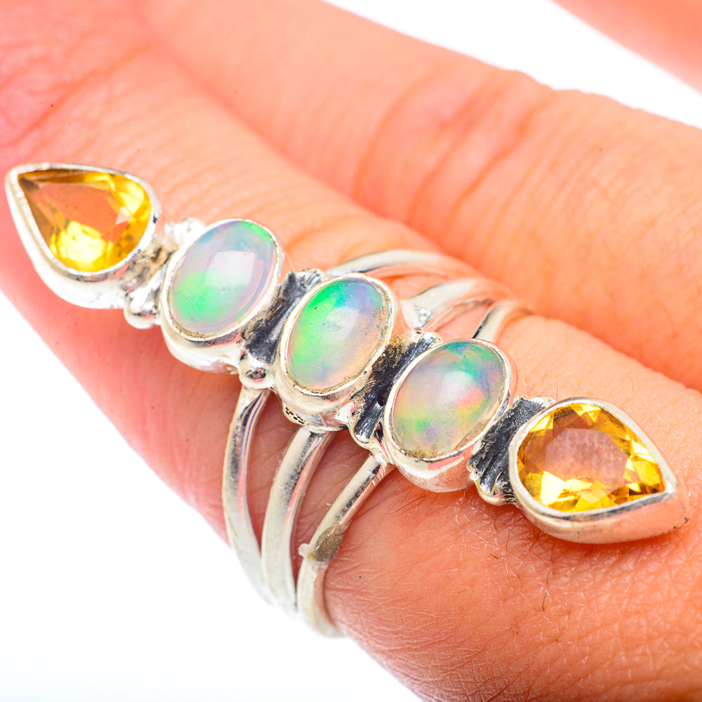 Ethiopian Opal, Citrine Rings handcrafted by Ana Silver Co - RING73773