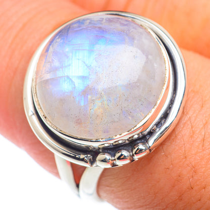 Rainbow Moonstone Rings handcrafted by Ana Silver Co - RING73807