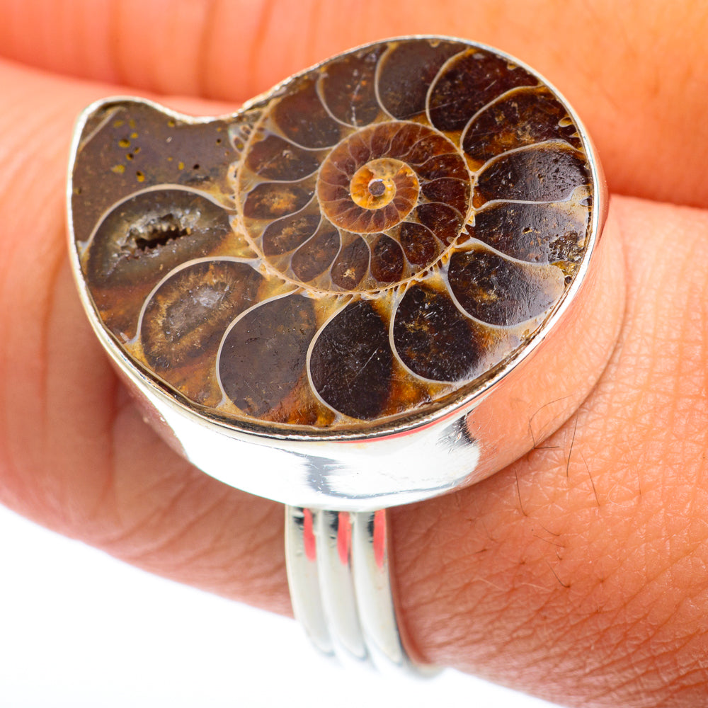 Ammonite Fossil Rings handcrafted by Ana Silver Co - RING73833