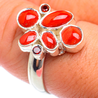 Red Coral Rings handcrafted by Ana Silver Co - RING73842