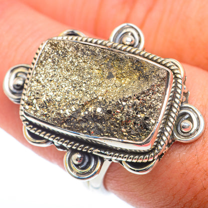 Spectro Pyrite Druzy Rings handcrafted by Ana Silver Co - RING73846