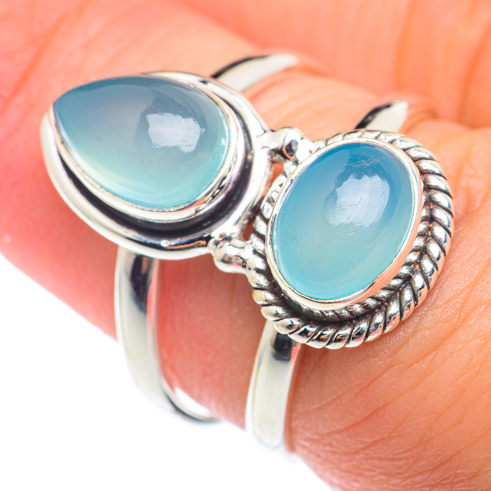 Aqua Chalcedony Rings handcrafted by Ana Silver Co - RING73866