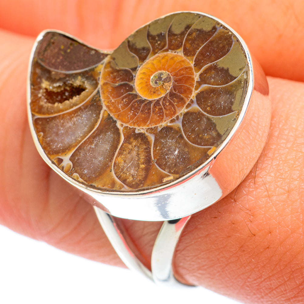 Ammonite Fossil Rings handcrafted by Ana Silver Co - RING73874