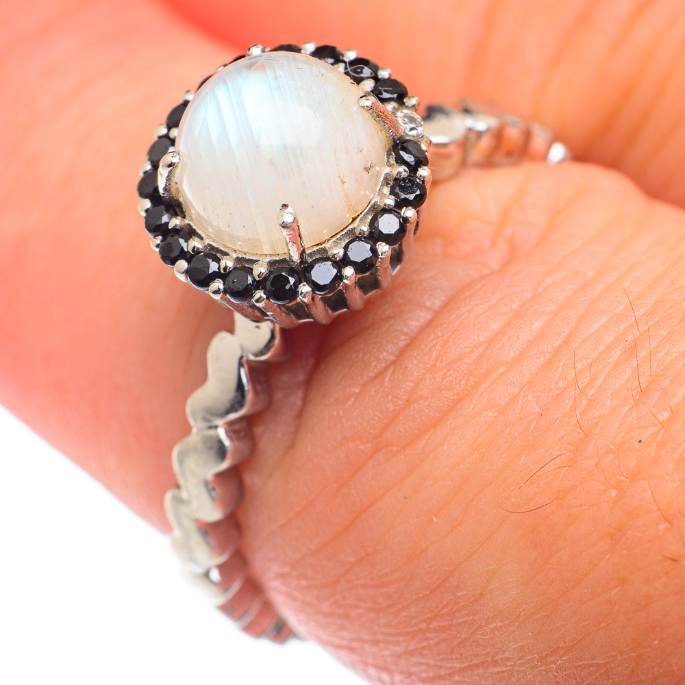 Rainbow Moonstone Rings handcrafted by Ana Silver Co - RING73888