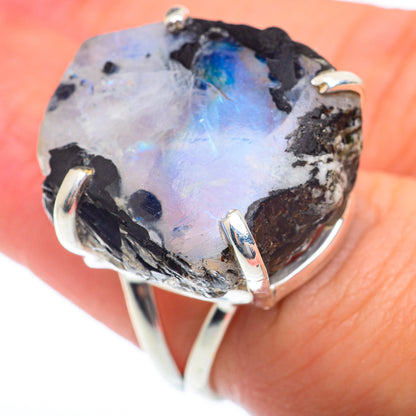 Rainbow Moonstone Rings handcrafted by Ana Silver Co - RING73891