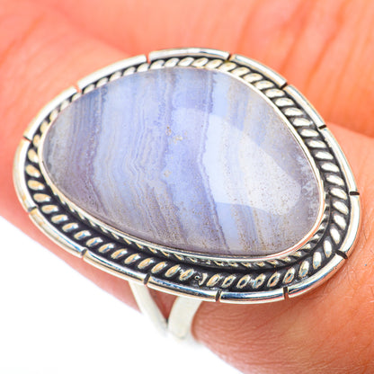 Blue Lace Agate Rings handcrafted by Ana Silver Co - RING73892