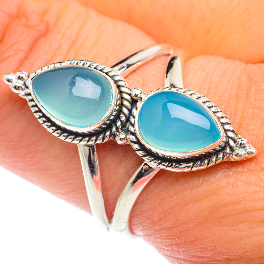 Aqua Chalcedony Rings handcrafted by Ana Silver Co - RING73901
