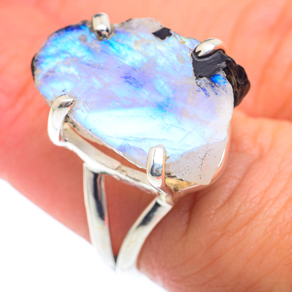 Rainbow Moonstone Rings handcrafted by Ana Silver Co - RING73926