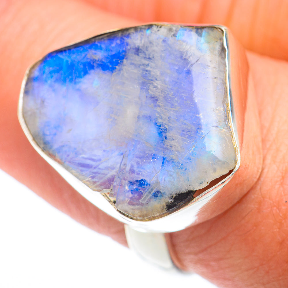 Rainbow Moonstone Rings handcrafted by Ana Silver Co - RING73928