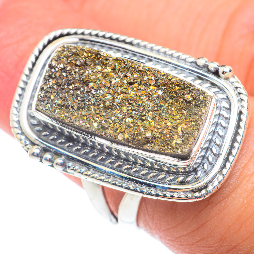 Spectro Pyrite Druzy Rings handcrafted by Ana Silver Co - RING73934