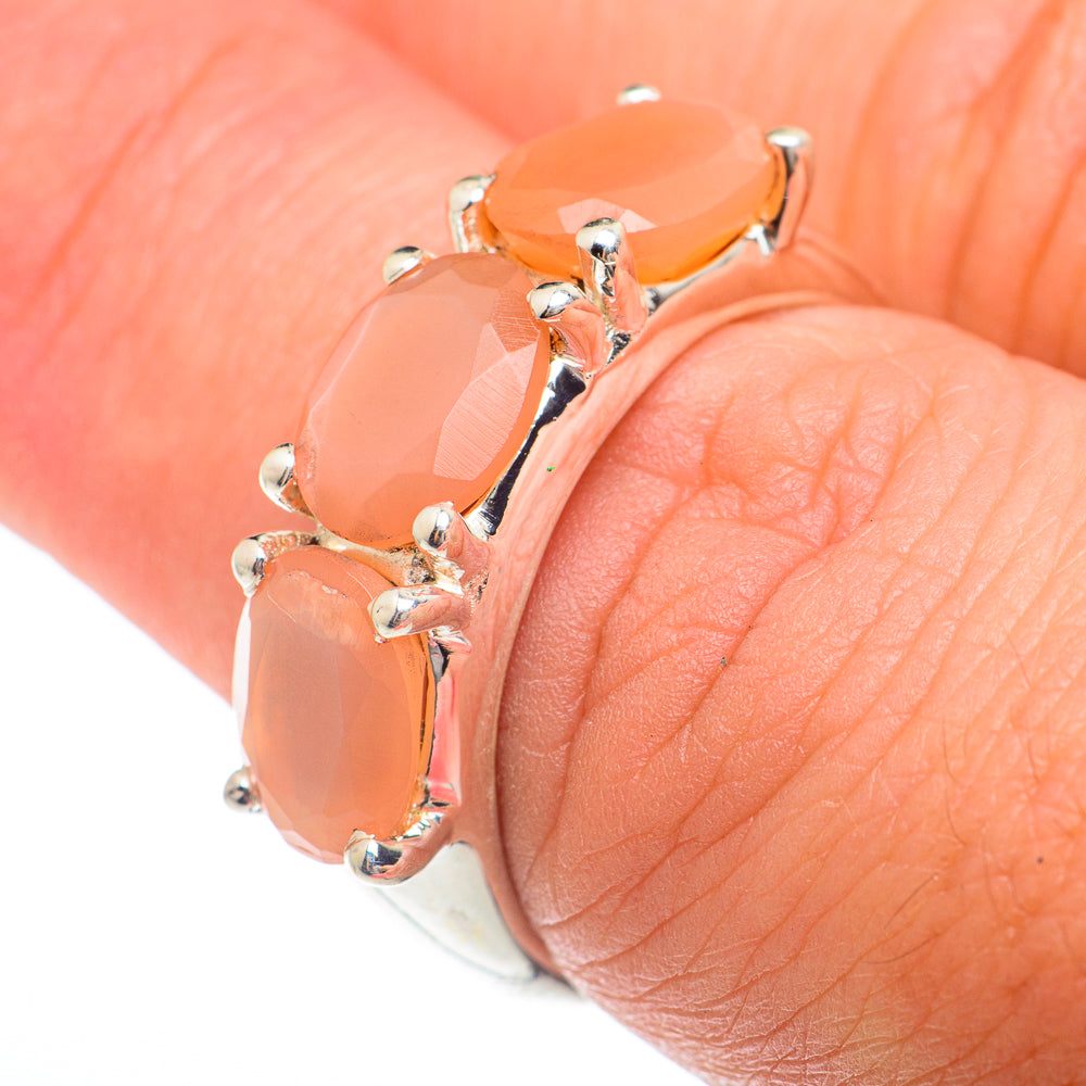 Peach Moonstone Rings handcrafted by Ana Silver Co - RING73953