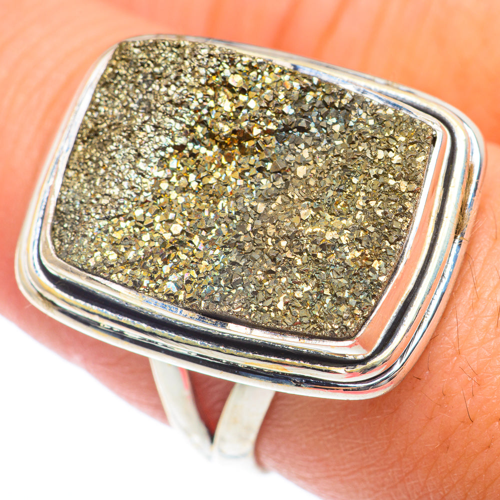 Spectro Pyrite Druzy Rings handcrafted by Ana Silver Co - RING73963