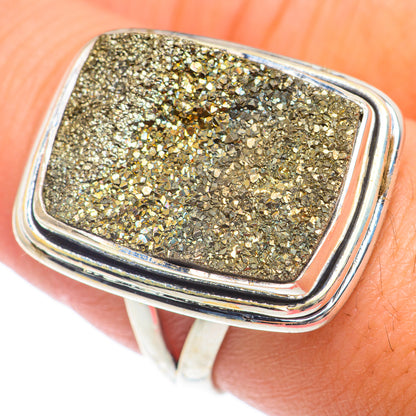 Spectro Pyrite Druzy Rings handcrafted by Ana Silver Co - RING73963