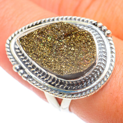 Spectro Pyrite Druzy Rings handcrafted by Ana Silver Co - RING73964