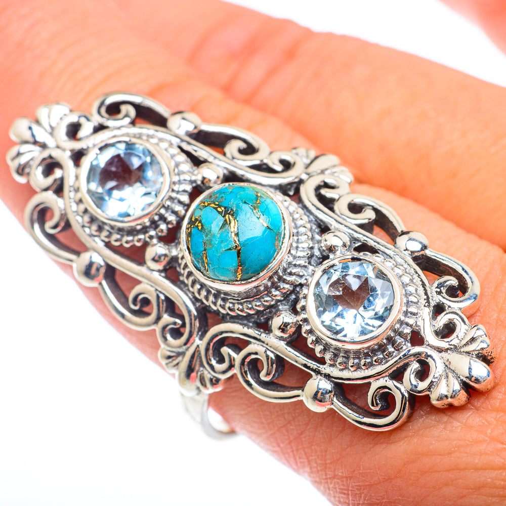 Blue Copper Composite Turquoise Rings handcrafted by Ana Silver Co - RING74021