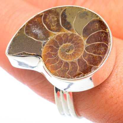 Ammonite Fossil Rings handcrafted by Ana Silver Co - RING74036