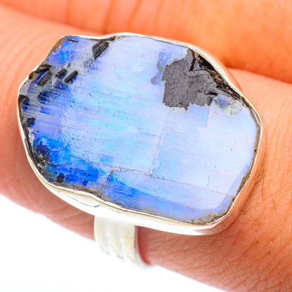 Rainbow Moonstone Rings handcrafted by Ana Silver Co - RING74047