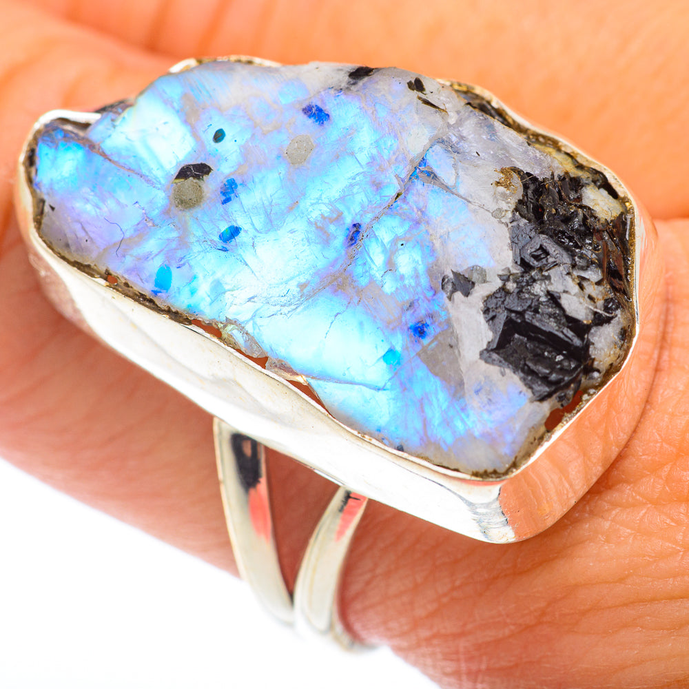 Rainbow Moonstone Rings handcrafted by Ana Silver Co - RING74049