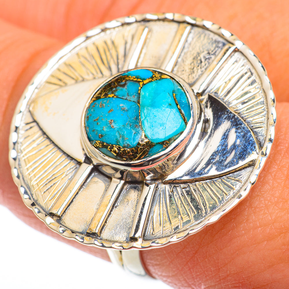 Blue Copper Composite Turquoise Rings handcrafted by Ana Silver Co - RING74064