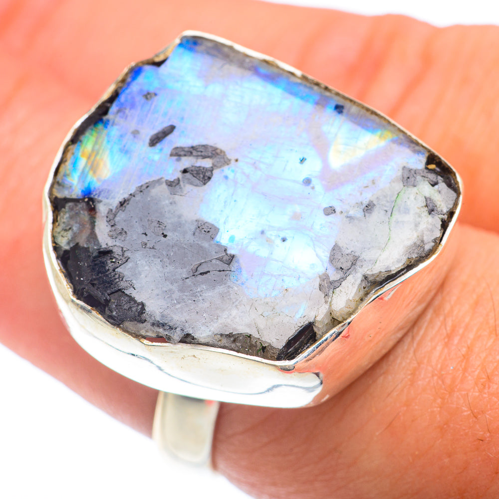 Rainbow Moonstone Rings handcrafted by Ana Silver Co - RING74076