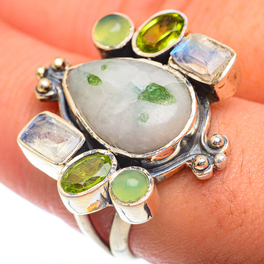 Green Tourmaline In Quartz Rings handcrafted by Ana Silver Co - RING74088
