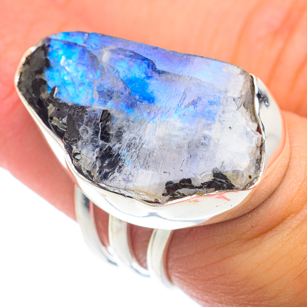 Rainbow Moonstone Rings handcrafted by Ana Silver Co - RING74093