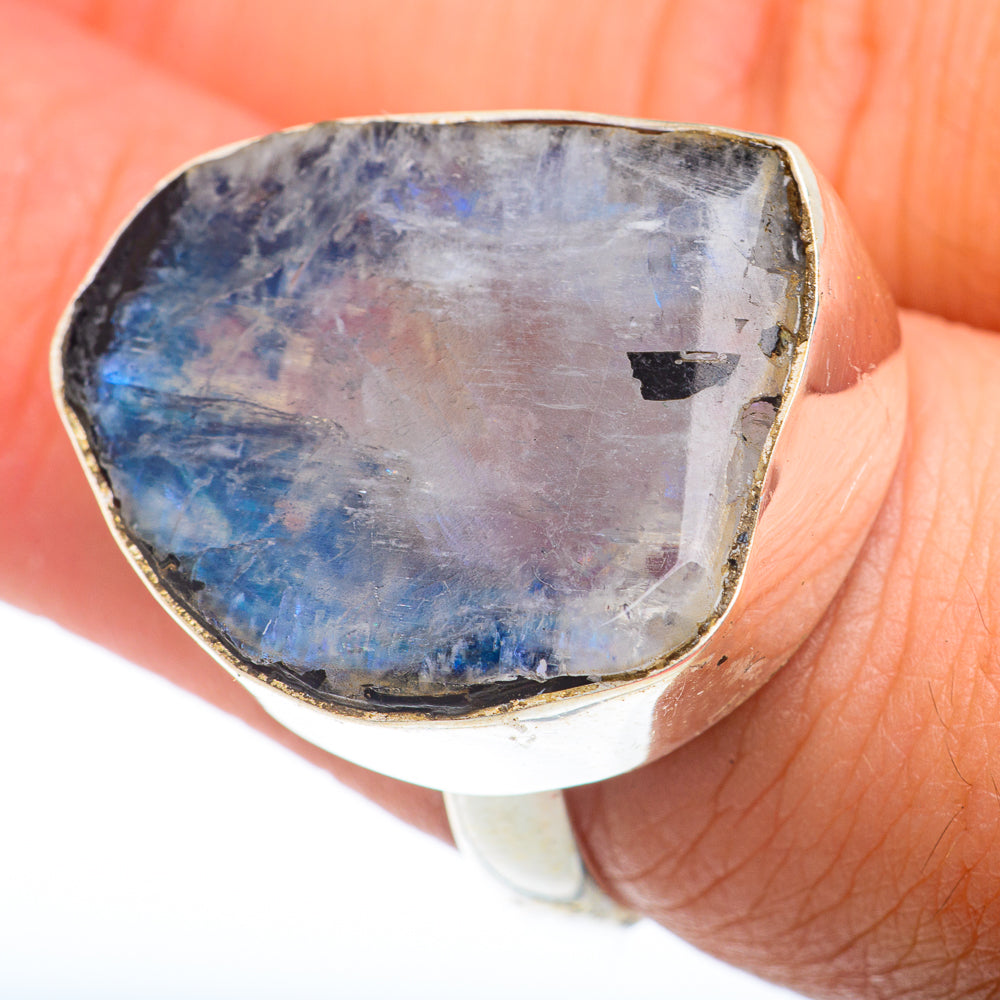 Rainbow Moonstone Rings handcrafted by Ana Silver Co - RING74095
