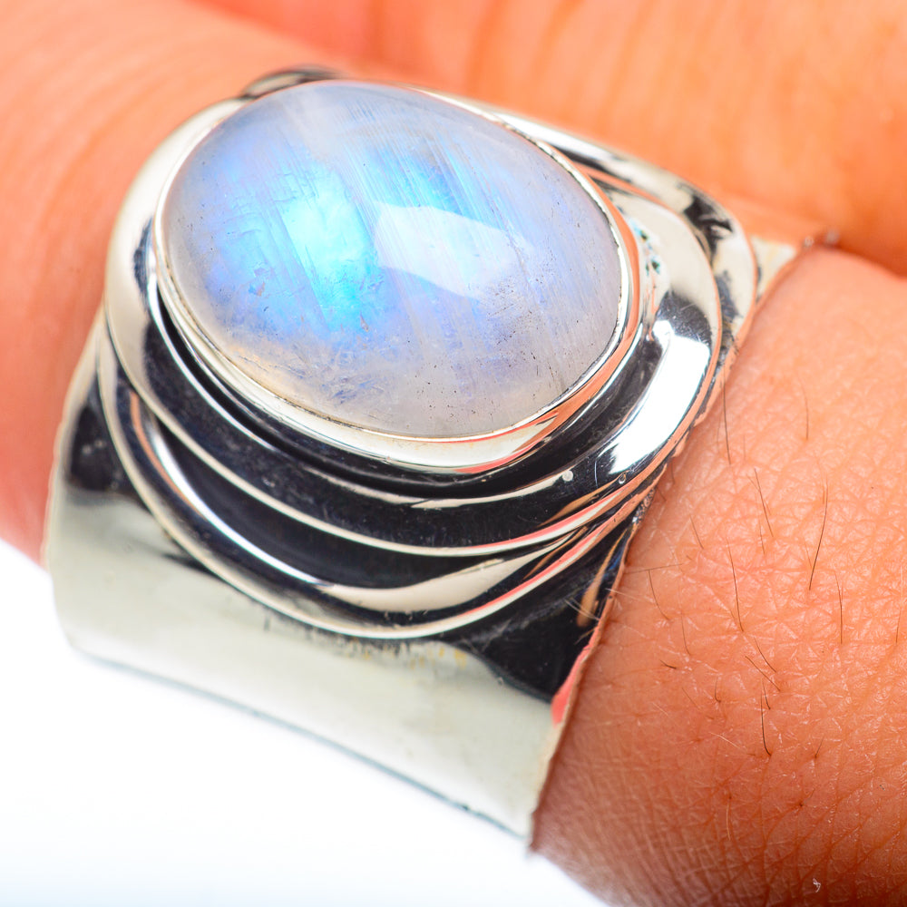 Rainbow Moonstone Rings handcrafted by Ana Silver Co - RING74130