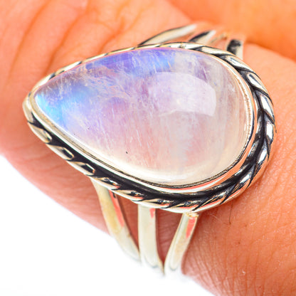 Rainbow Moonstone Rings handcrafted by Ana Silver Co - RING74131