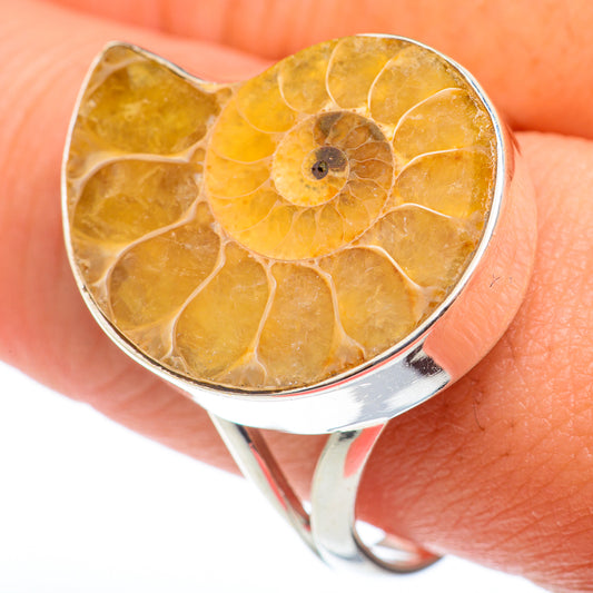 Ammonite Fossil Rings handcrafted by Ana Silver Co - RING74156