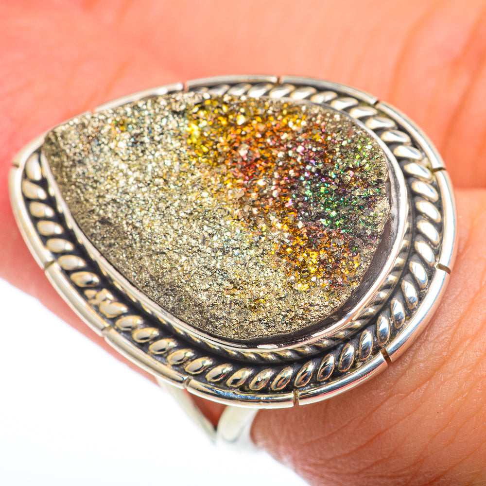 Spectro Pyrite Druzy Rings handcrafted by Ana Silver Co - RING74167