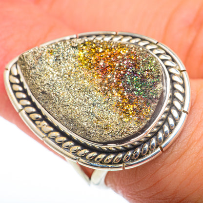 Spectro Pyrite Druzy Rings handcrafted by Ana Silver Co - RING74167