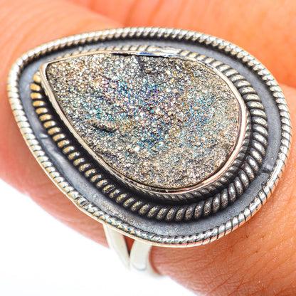 Spectro Pyrite Druzy Rings handcrafted by Ana Silver Co - RING74168