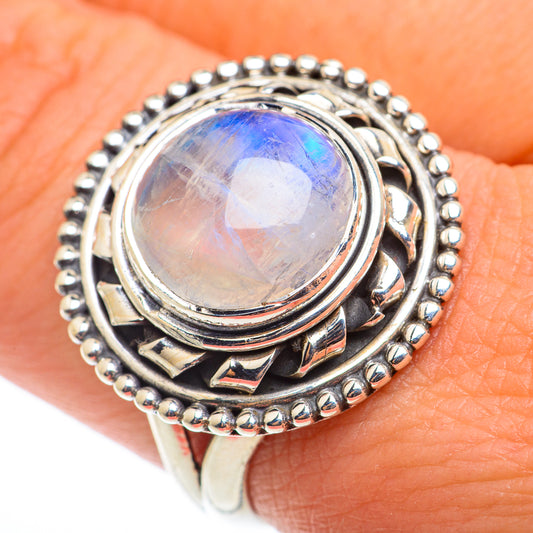 Rainbow Moonstone Rings handcrafted by Ana Silver Co - RING74172