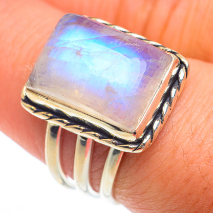 Rainbow Moonstone Rings handcrafted by Ana Silver Co - RING74174