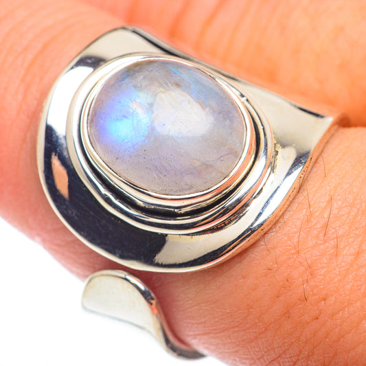 Rainbow Moonstone Rings handcrafted by Ana Silver Co - RING74214