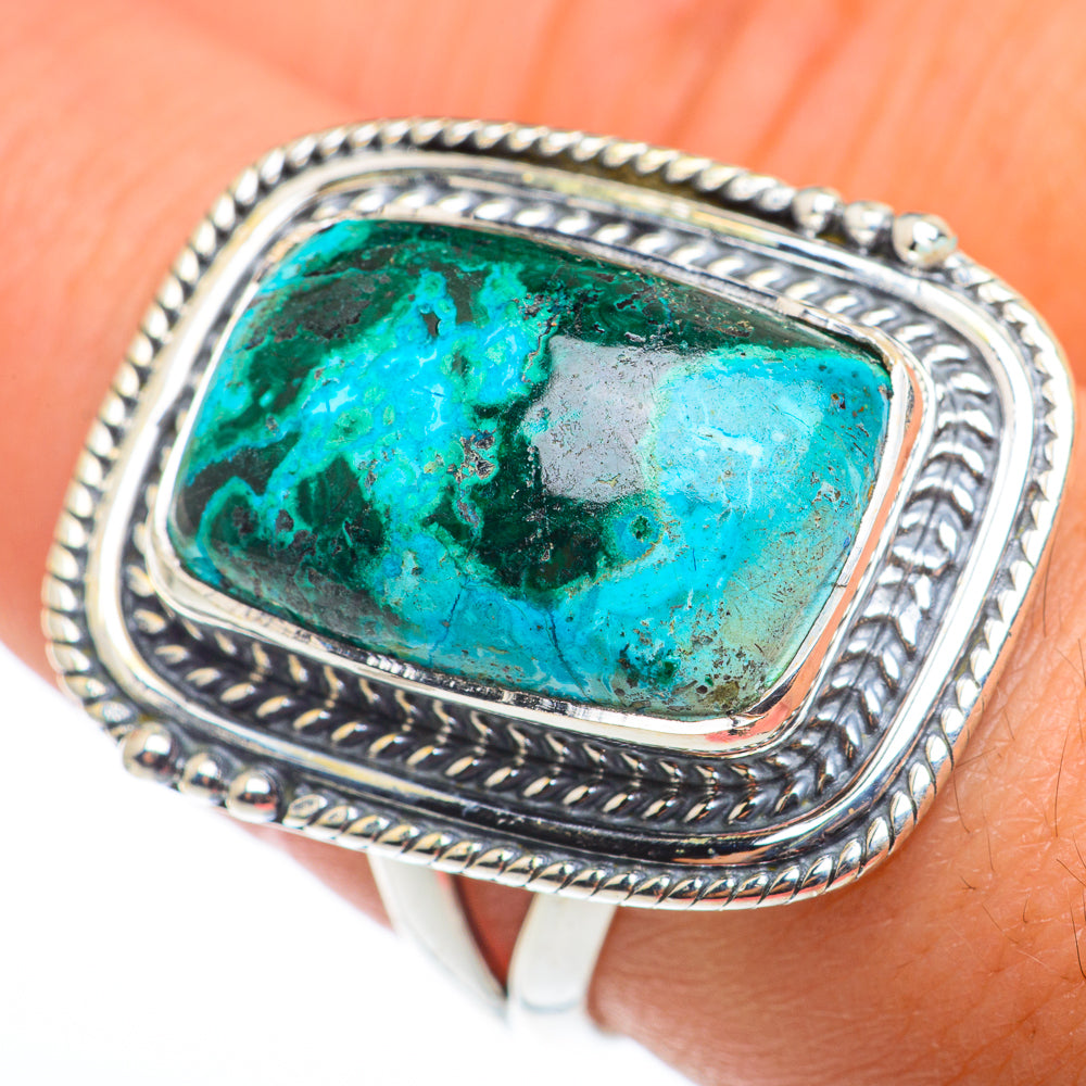 Malachite In Chrysocolla Rings handcrafted by Ana Silver Co - RING74215