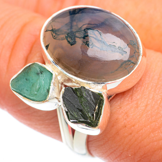 Green Moss Agate Rings handcrafted by Ana Silver Co - RING74233