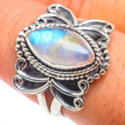 Rainbow Moonstone Rings handcrafted by Ana Silver Co - RING74253