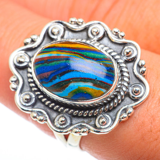 Rainbow Calsilica Rings handcrafted by Ana Silver Co - RING74291