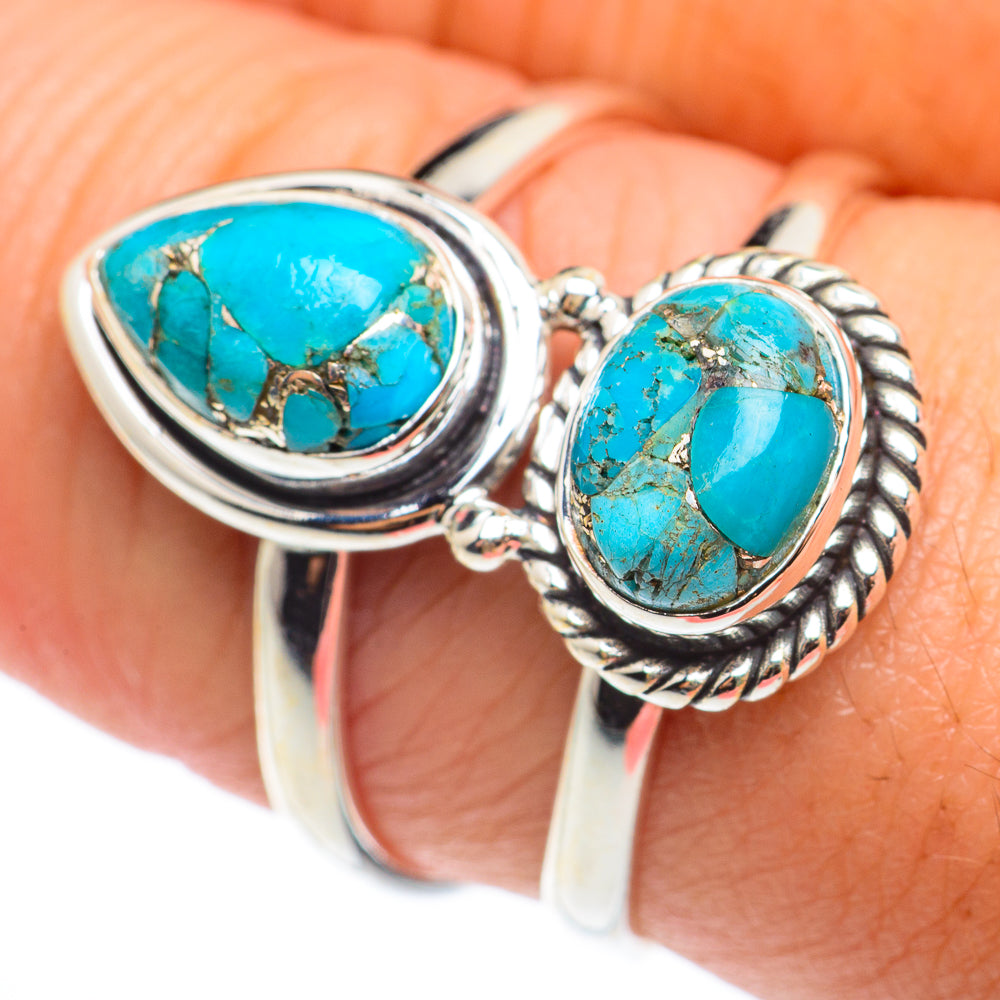 Blue Copper Composite Turquoise Rings handcrafted by Ana Silver Co - RING74336