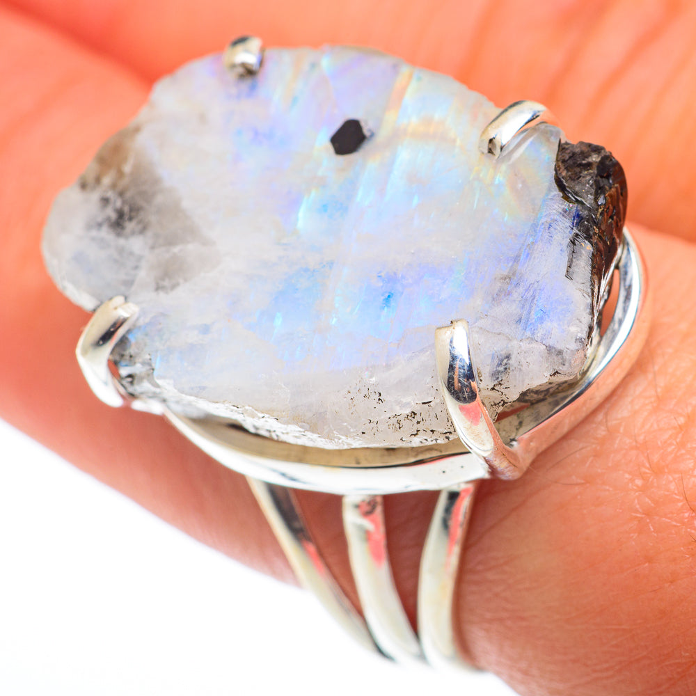 Rainbow Moonstone Rings handcrafted by Ana Silver Co - RING74359