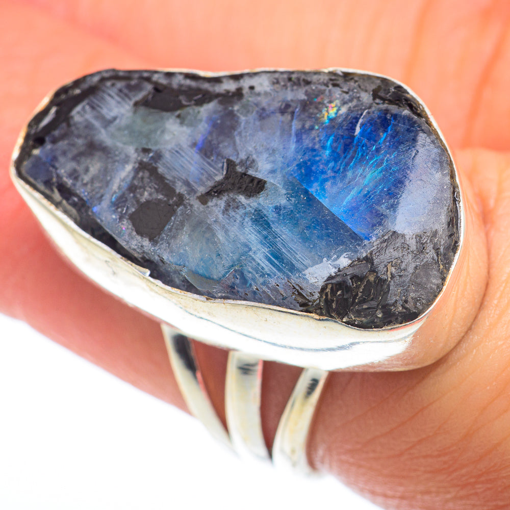 Rainbow Moonstone Rings handcrafted by Ana Silver Co - RING74361