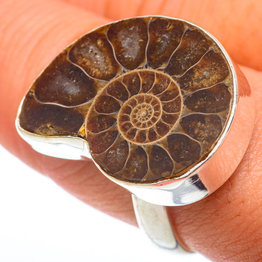 Ammonite Fossil Rings handcrafted by Ana Silver Co - RING74380