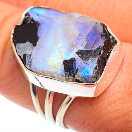 Rainbow Moonstone Rings handcrafted by Ana Silver Co - RING74395