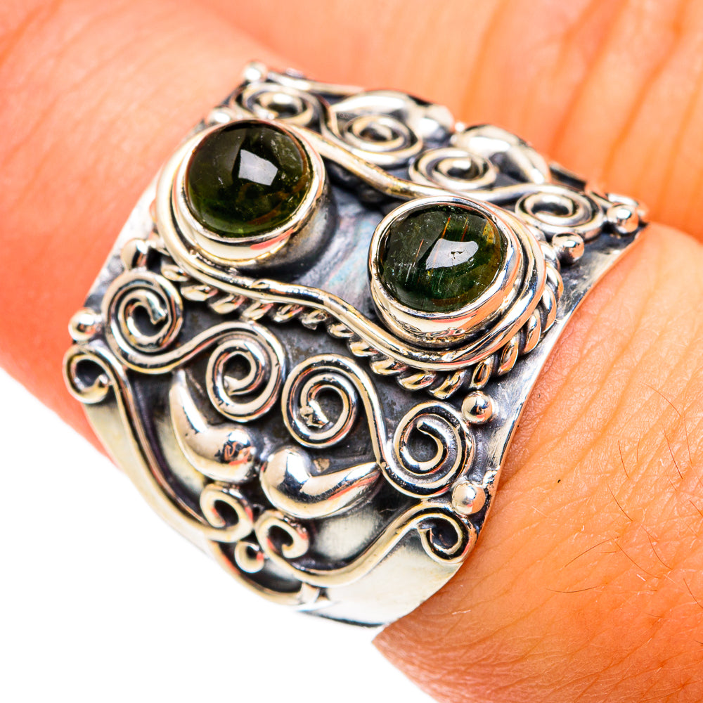 Green Tourmaline Rings handcrafted by Ana Silver Co - RING74416