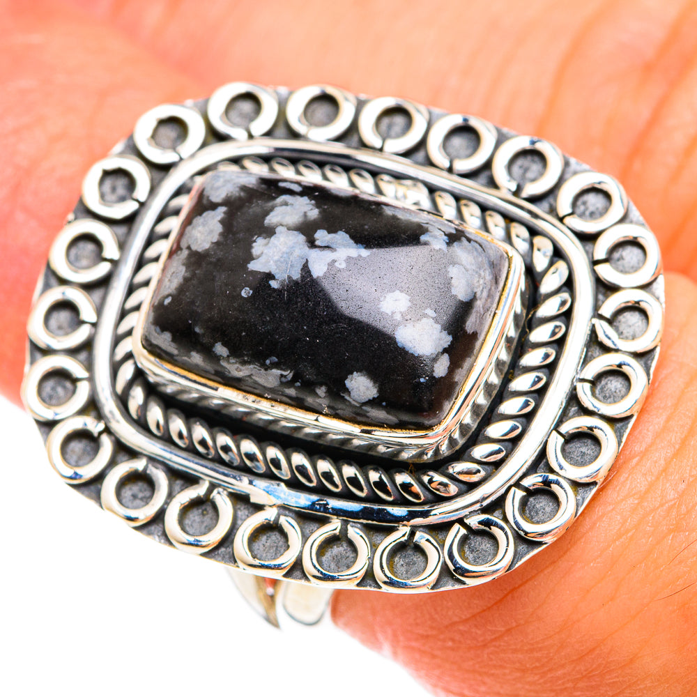 Snowflake Obsidian Rings handcrafted by Ana Silver Co - RING74432